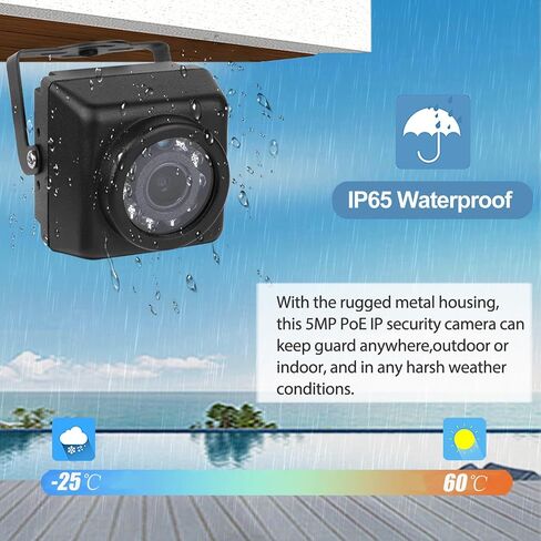 5MP IP65 Camera Poe IP Camera ، 12 PCS LEDS IR Night Vision ، 3.6 مم عدسة Ultra HD MINI الأمان في الفيديو CCTV كاميرا H.265/H.264 (I704-2-P-HSV6) in Kuwait
