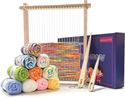 LYKTRIX Weaving Loom for Kids, Wooden Weaving Kit, Loom Kit for Kids Ages 8-12, Great Knitting Looms for Beginners and Girls Over 6 Years Old, Contains Enough Weaving Yarn in Saudi Arabia