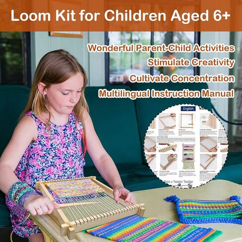 LYKTRIX Weaving Loom for Kids, Wooden Weaving Kit, Loom Kit for Kids Ages 8-12, Great Knitting Looms for Beginners and Girls Over 6 Years Old, Contains Enough Weaving Yarn in Saudi Arabia