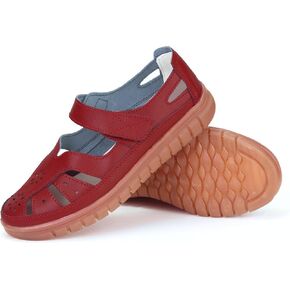 Women 's Classic Genuine Leather Casual Flat Sandal Closed Toe Fisherman Sandals Comfy Work Sandal Everyday Walking Shoe in Saudi Arabia