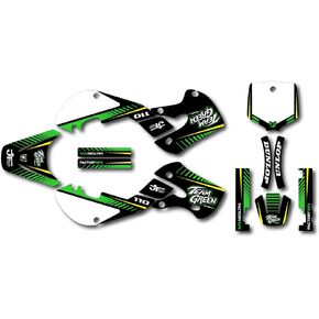الرسومات الخضراء الصفراء تناسب 00-09 Kawasaki KLX 110 ملصق مجموعة الرسومات KLX110 in Kuwait