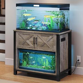 YITAHOME Heavy Duty 40-50 Gallon Aquarium Stand with Power Outlets, Cabinet for Fish Tank Accessories Storage - Metal Fish Tank Stand Suitable for Fish Tank, Turtle Tank, 660LBS Capacity, Black in Kuwait