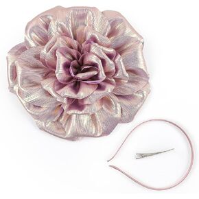 LATIMOON Large Rose Flower Brooches Lapel Pins Dainty Satin Fabric Brooch Pin for Women Wedding Part Dance 2-in-1 Headbands in Saudi Arabia