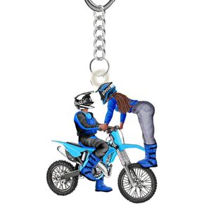 Custom Name Motocross Couple Keychain – Personalized Flat Acrylic Keychain for Motorcycle Couple, Perfect Valentine's Day Gift in Kuwait