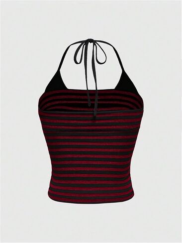 SOLY HUX Women's Striped Halter Top Y2k Summer Camisole Grunge Slim Fit Going Out Crop Tops in Saudi Arabia