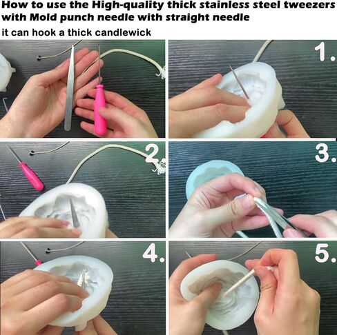 13PCS Mold Punch Needle with Hook & Eye,Candle Wick Inserting Tool for Molds Large-Eye Needle for Candle Silicone Molds,Candle Wick Roll 200 Ft 24 Wick Spool(2 Style),Threader,Candle Wick Holders in Saudi Arabia