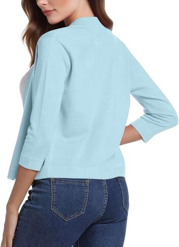 Crop Cardigan for Women Fall Lightweight 3/4 Sleeve v Neck Bolero Shrugs Open Front Sheer Elegant Shrugs for Women in Saudi Arabia