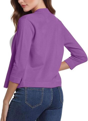 Crop Cardigan for Women Fall Lightweight 3/4 Sleeve v Neck Bolero Shrugs Open Front Sheer Elegant Shrugs for Women in Saudi Arabia