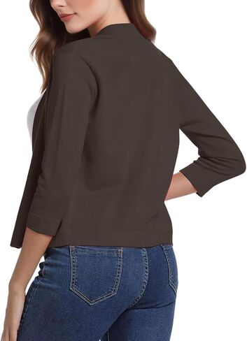 Crop Cardigan for Women Fall Lightweight 3/4 Sleeve v Neck Bolero Shrugs Open Front Sheer Elegant Shrugs for Women in Saudi Arabia
