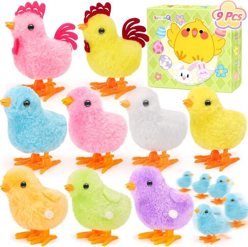 Wind Up Toys for Kids Easter Basket Stuffers, 9Pcs Jumping Plush Chicks Small Fidget Toys for Easter Egg Hunt Treasure Box Classroom Prizes Party Favors Goodie Bags Fillers Gifts in Saudi Arabia