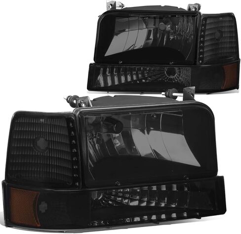 DNA MOTORING HL-OH-F15092-6P-BK-SM-AM Smoke Lens Amber Headlights Compatible with 92-96 Bronco F150 F250 F350 in Saudi Arabia