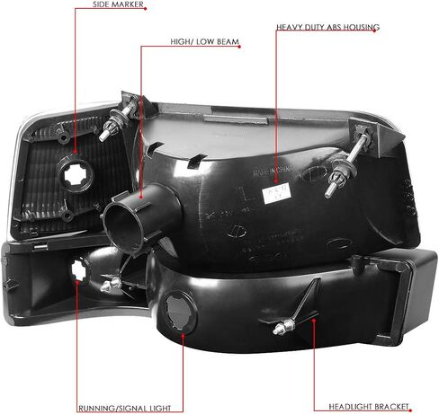 DNA MOTORING HL-OH-F15092-6P-BK-SM-AM Smoke Lens Amber Headlights Compatible with 92-96 Bronco F150 F250 F350 in Saudi Arabia