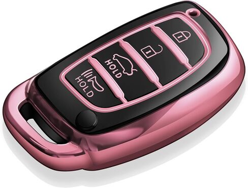 Tukellen Key Fob Cover Soft TPU الحماية الكاملة مفتاح الحالة المتوافقة مع Hyundai Elantra Elantra GT Ioniq Sonata Tucson Smart 4 Buttons (Pink) in Saudi Arabia