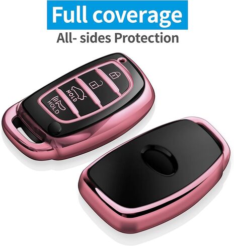 Tukellen Key Fob Cover Soft TPU الحماية الكاملة مفتاح الحالة المتوافقة مع Hyundai Elantra Elantra GT Ioniq Sonata Tucson Smart 4 Buttons (Pink) in Saudi Arabia