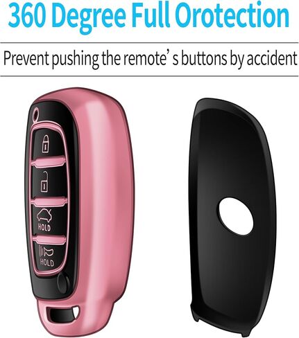 Tukellen Key Fob Cover Soft TPU الحماية الكاملة مفتاح الحالة المتوافقة مع Hyundai Elantra Elantra GT Ioniq Sonata Tucson Smart 4 Buttons (Pink) in Saudi Arabia