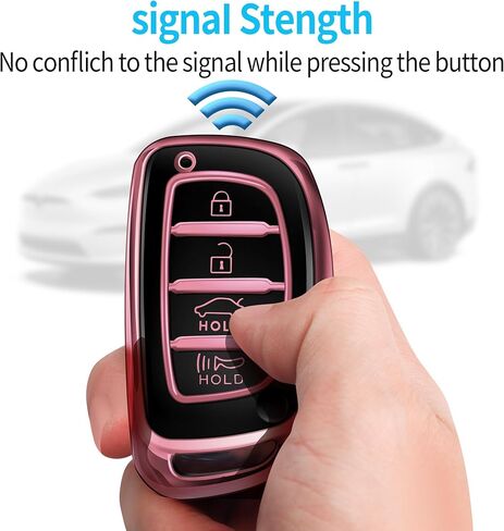 Tukellen Key Fob Cover Soft TPU الحماية الكاملة مفتاح الحالة المتوافقة مع Hyundai Elantra Elantra GT Ioniq Sonata Tucson Smart 4 Buttons (Pink) in Saudi Arabia