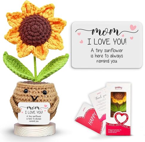 Gossby Positive Sunflower Doll Crochet with Card - It Takes Someone Special to Be an Antie - Aunt Gifts for Women - Mothers Day, Christmas, Birthday Gifts for Aunt - Cute Aunt Gift - Crochet Plants in Saudi Arabia