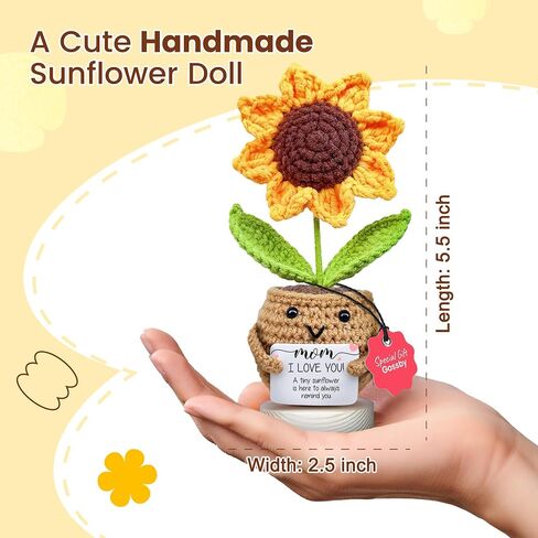 Gossby Positive Sunflower Doll Crochet with Card - It Takes Someone Special to Be an Antie - Aunt Gifts for Women - Mothers Day, Christmas, Birthday Gifts for Aunt - Cute Aunt Gift - Crochet Plants in Saudi Arabia