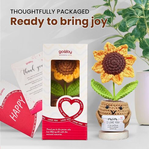 Gossby Positive Sunflower Doll Crochet with Card - It Takes Someone Special to Be an Antie - Aunt Gifts for Women - Mothers Day, Christmas, Birthday Gifts for Aunt - Cute Aunt Gift - Crochet Plants in Saudi Arabia