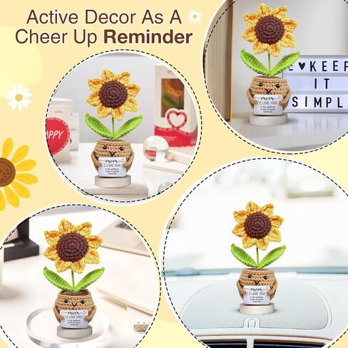 Gossby Positive Sunflower Doll Crochet with Card - It Takes Someone Special to Be an Antie - Aunt Gifts for Women - Mothers Day, Christmas, Birthday Gifts for Aunt - Cute Aunt Gift - Crochet Plants in Saudi Arabia