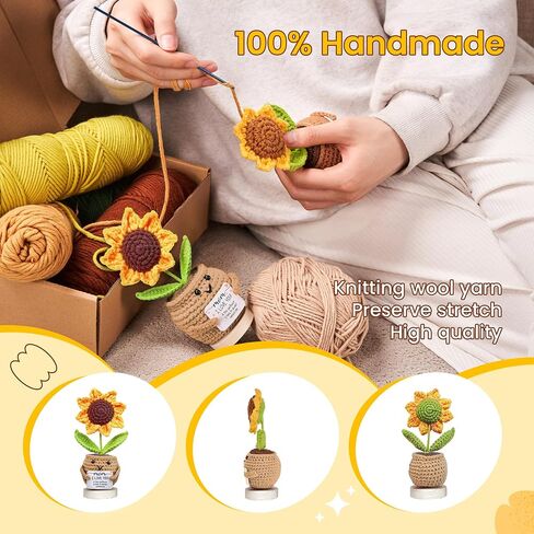 Gossby Positive Sunflower Doll Crochet with Card - It Takes Someone Special to Be an Antie - Aunt Gifts for Women - Mothers Day, Christmas, Birthday Gifts for Aunt - Cute Aunt Gift - Crochet Plants in Saudi Arabia