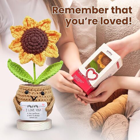 Gossby Positive Sunflower Doll Crochet with Card - It Takes Someone Special to Be an Antie - Aunt Gifts for Women - Mothers Day, Christmas, Birthday Gifts for Aunt - Cute Aunt Gift - Crochet Plants in Saudi Arabia