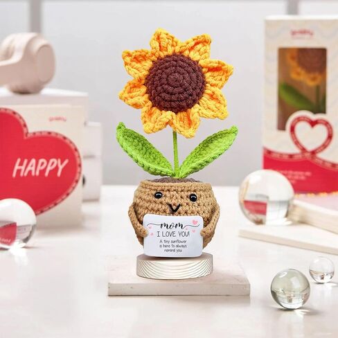 Gossby Positive Sunflower Doll Crochet with Card - It Takes Someone Special to Be an Antie - Aunt Gifts for Women - Mothers Day, Christmas, Birthday Gifts for Aunt - Cute Aunt Gift - Crochet Plants in Saudi Arabia