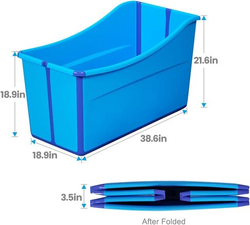 48.4GAL/220L LOPLAPSIBLE PET Bathub مع سدادات مياه الصرف الصحي متعدد الوظائف قابلة للطي قابلة للطي للاستحمام للاستحمام/الاستحمام ، منظم سلة للاستحمام القابل للاستحمام المحمولة （الأزرق） in Saudi Arabia