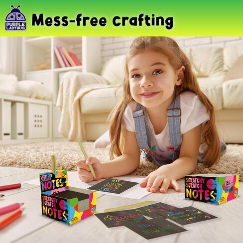 150 Rainbow Scratch Art Paper Mini Notes - Ideal Stocking Stuffers for Kids in Saudi Arabia