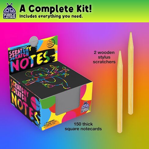 150 Rainbow Scratch Art Paper Mini Notes - Ideal Stocking Stuffers for Kids in Saudi Arabia