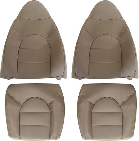 FZJDSD 4PCS Tan Driver & Passenger Side Bottom and Top Lean Back Replacement Leather Seat Covers Compatible with Ford F250 F350 F450 F550 Lariat 1999 2000 in Saudi Arabia