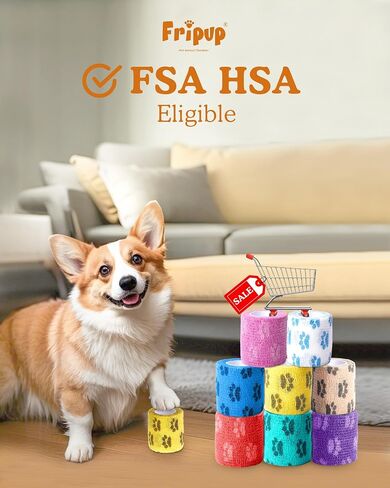 Self Adhesive Bandage Wrap - Vet Wrap for Dogs No Chew - Medical Cohesive Bandage Wrap for Wound Care, Paw Care, First Aid, Vet Tape for Pet Horses Cat Birds (2 Inch, 8 Rolls, 8 Colors) in Saudi Arabia