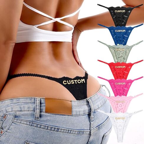 2Pack Women G-String Thongs T Back Low Rise Lace Panties Funny Thongs with Letters Cute Sexy Underwear in Saudi Arabia