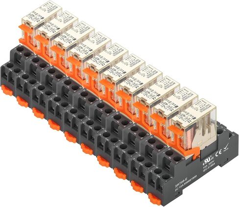 Power Relay RFT2CO012L, DC 12V Coil, 8 Pin 8A, DPDT 2NO 2NC, with LED Indicator Light and Plastic Clip Socket Base UL Certification (1) in Kuwait
