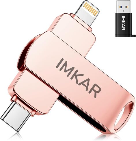 MFi Certified 128GB Flash Drive for iPhone iPad, IMKAR Memory Stick Storage for Photos Videos, Plug and Play No Application Required, Compatible with iPhone iPad Android and PC (Silver) in Saudi Arabia