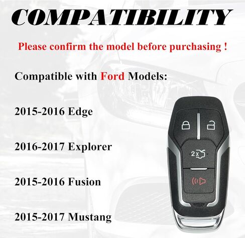 نوبات استبدال مفتاح FOB لـ Ford Edge Fusion 2015-2016 Explorer 2016-2017 Mustang 2015 2016 2017 Smart Compless Entry Entry Remote Control M3N-A2C31243800 164-R8109 315 MHz in Saudi Arabia