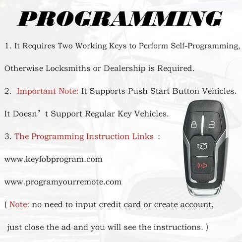 نوبات استبدال مفتاح FOB لـ Ford Edge Fusion 2015-2016 Explorer 2016-2017 Mustang 2015 2016 2017 Smart Compless Entry Entry Remote Control M3N-A2C31243800 164-R8109 315 MHz in Saudi Arabia