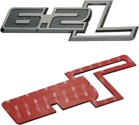 2 حزمة 6.2 لتر شعارات المحرك جانب الحاجز شارة 3D ملصقات الشارات الشحوم Nameplate تناسب 150 250 350 (Chrome Black) in Kuwait