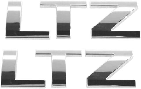 Generic LTZ Badge Emblem 2 -PC - التصميم ثلاثي الأبعاد لشيفروليه سيلفرادو ، سييرا ، تاهو ، وضواحيها - تشطيب الفضة الكروم - لاصق قوي in Saudi Arabia