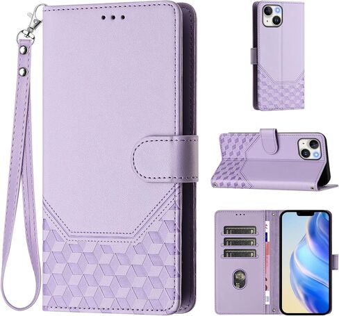 بالنسبة إلى iPhone 13 Wallet Case/iPhone 14 Wallet Case for Women ، فتحات حامل بطاقة حظر RFID ، حزام معصم ، علبة TPU المقاومة للصدمات ، غطاء الوجه الواقي للجلد من أجل iPhone 14/13 - in Saudi Arabia