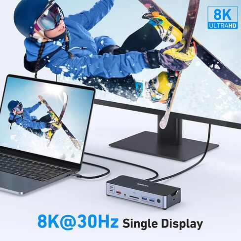 8K USB C Laptop Docking Station,Docking Station 3 Monitors with 1*HDMI, 2*DisplayPort,15 in 1 USB C Dock for Dual/Triple Monitors,6 *USB Ports,100W PD,Ethernet,SD&TF,Audio,for Dell/HP/MacBook/Lenovo in Saudi Arabia