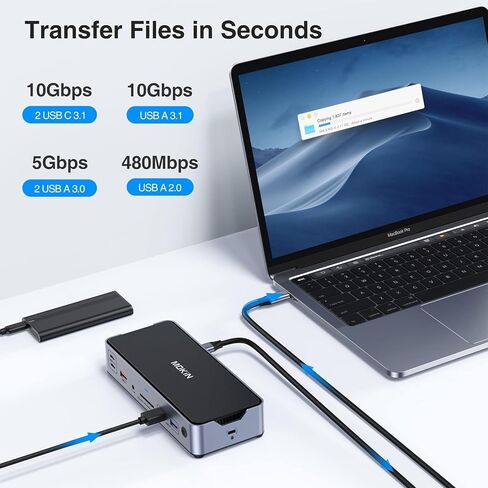 8K USB C Laptop Docking Station,Docking Station 3 Monitors with 1*HDMI, 2*DisplayPort,15 in 1 USB C Dock for Dual/Triple Monitors,6 *USB Ports,100W PD,Ethernet,SD&TF,Audio,for Dell/HP/MacBook/Lenovo in Saudi Arabia