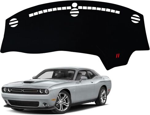 Dashboard Mat Cover Interior Center Console UV Rays Protector Compatible with Dodge Challenger 2015-2021 2022 2023 2024 Dash Board Mat Carpet Accessories (RED Trim) in Saudi Arabia