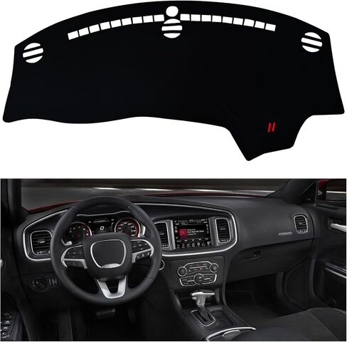 Dashboard Mat Cover Interior Center Console UV Rays Protector Compatible with Dodge Challenger 2015-2021 2022 2023 2024 Dash Board Mat Carpet Accessories (RED Trim) in Saudi Arabia