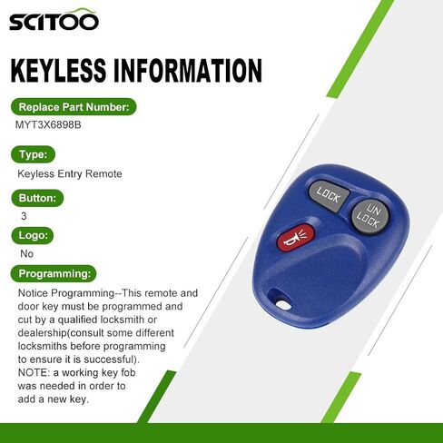 SCITOO 1 X Remotes Key Fob for Cadillac Escalade for Chevy Avalanche for Silverado for Suburban for S10 Pickup for Tahoe for Sierra for Sonoma for Yukon 2001-2004 KOBLEAR1XT 2AOKM-GV3 in Saudi Arabia
