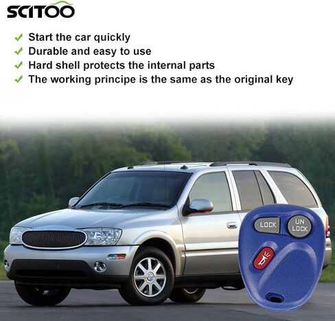 SCITOO 1 X Remotes Key Fob for Cadillac Escalade for Chevy Avalanche for Silverado for Suburban for S10 Pickup for Tahoe for Sierra for Sonoma for Yukon 2001-2004 KOBLEAR1XT 2AOKM-GV3 in Saudi Arabia
