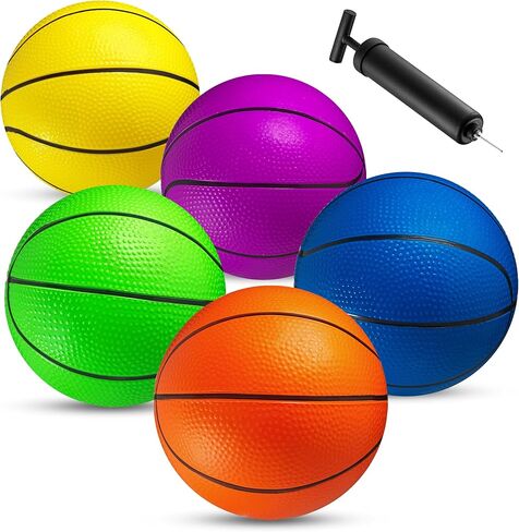 Mini Basketball - 6 Inch (Pack of 5) - Mini Hoop Basketball Set, PVC Outdoor & Indoor, Balls for Small Hoops & Pool Parties - Boys & Girls Birthday Party Favors, Game Prizes and Goodie Bags for Kids in Saudi Arabia