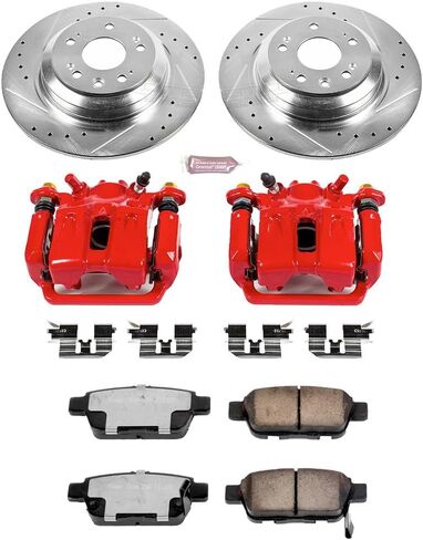 Power Stop KC5667 Z23 Sport 1-CLICK BRAKE KIT مع الفرجار المغلفة للمسحوق (منصات الفرامل المحفورة/المحفوظة) لـ A3 A3 QUATTRO VW BEETLE VW EOS VW GTI VW GOLF VW Jetta VW PASSAT [MODEL محدد] in Saudi Arabia