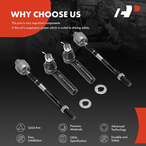 مجموعة A-premium من 4 ، طقم نهاية قضيب الربط الداخلي الداخلي ، متوافق مع Toyota 4Runner & Lexus GX470 ، 2003-2009 in Saudi Arabia