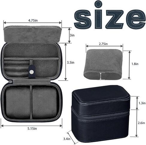 Conbola 2 Watch Travel Case للرجال الذين لديهم مقصورة ملحقات ، صندوق ساعة مضغوط للرجال مجوهرات العلبة مع Microsuede Interior ، PU Leather Protect Fits Watches & Smartwatches حتى 55 ملم. (الأزرق العميق) in Kuwait